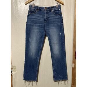 LOFT High Waist Straight Crop Womens Size 26/2 Curvy Straight Distressed Jeans